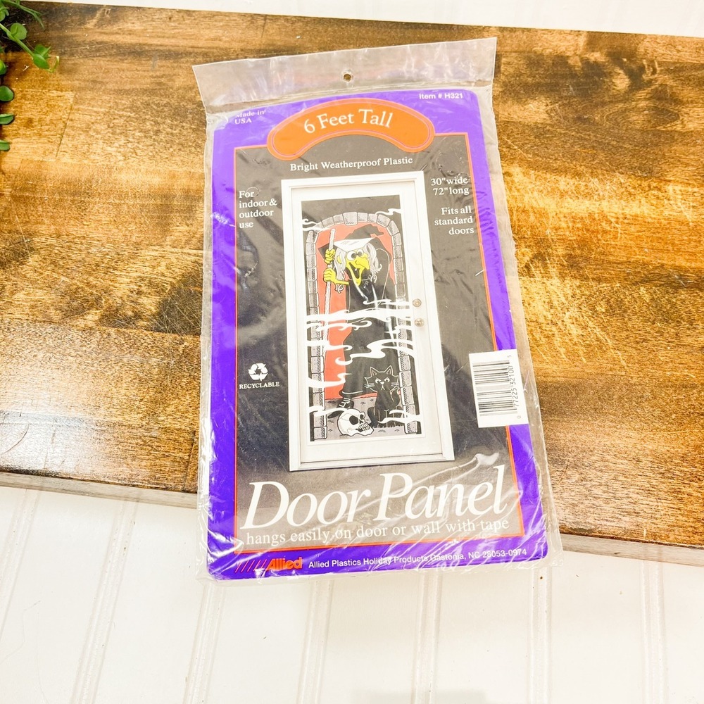 Vintage Halloween Door Decoration Plastic Panel Witch, Allied Holiday Products